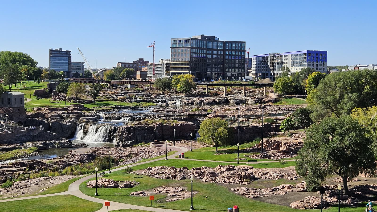 Downtown Sioux Falls skyline above Falls Park, home of the Sioux Falls commercial real estate market